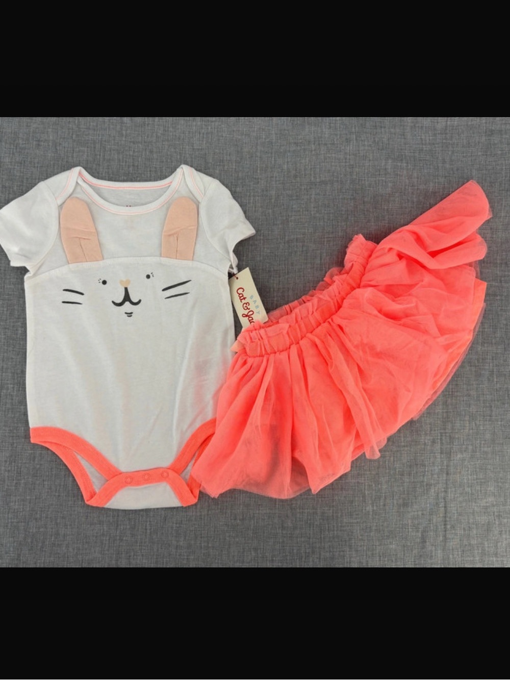 Cat & Jack New Baby Girl 6-9 Months Bunny Bodysuit & Skirt